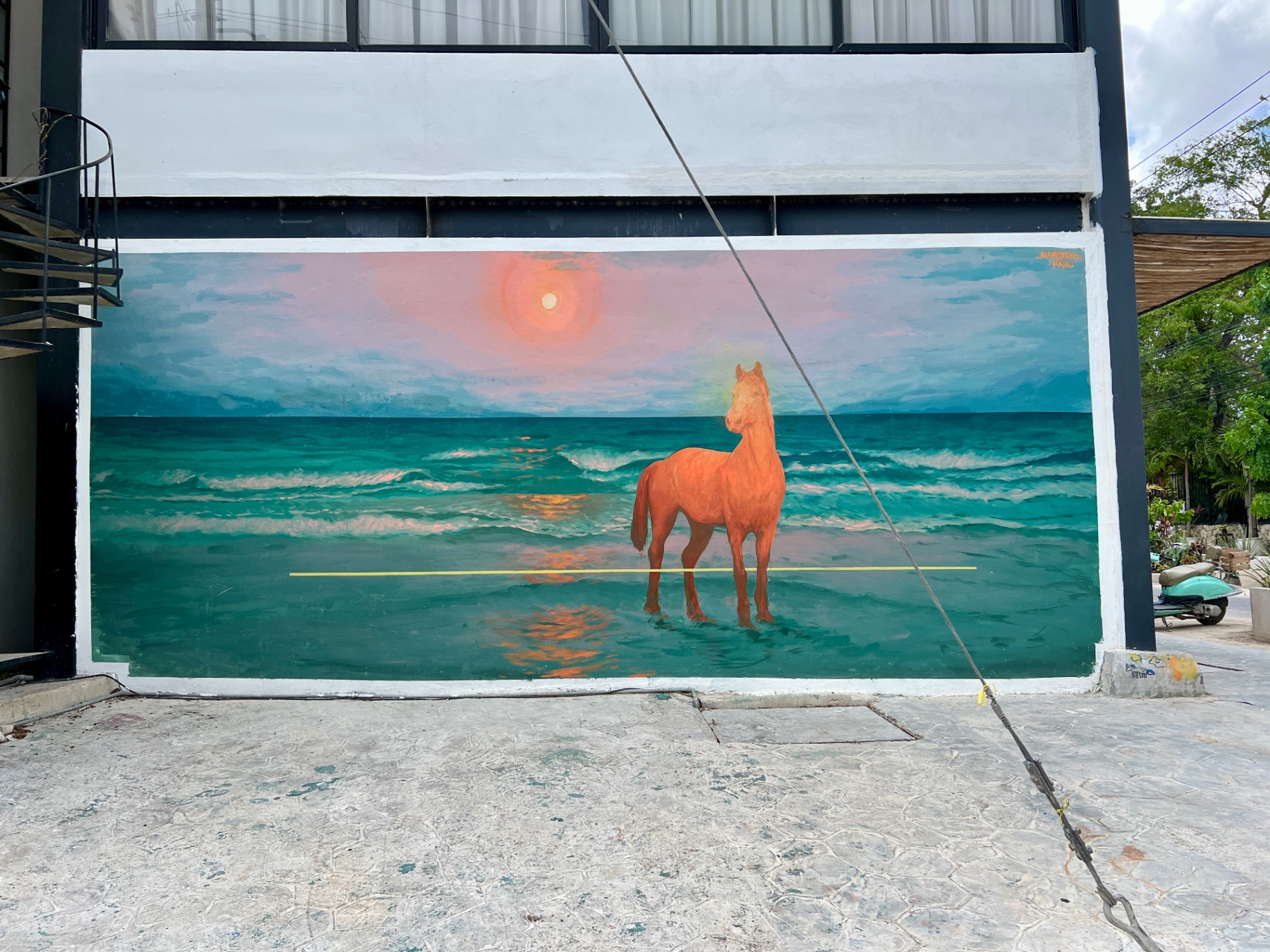 Temple — mural by Ramsteko in La Veleta, Tulum